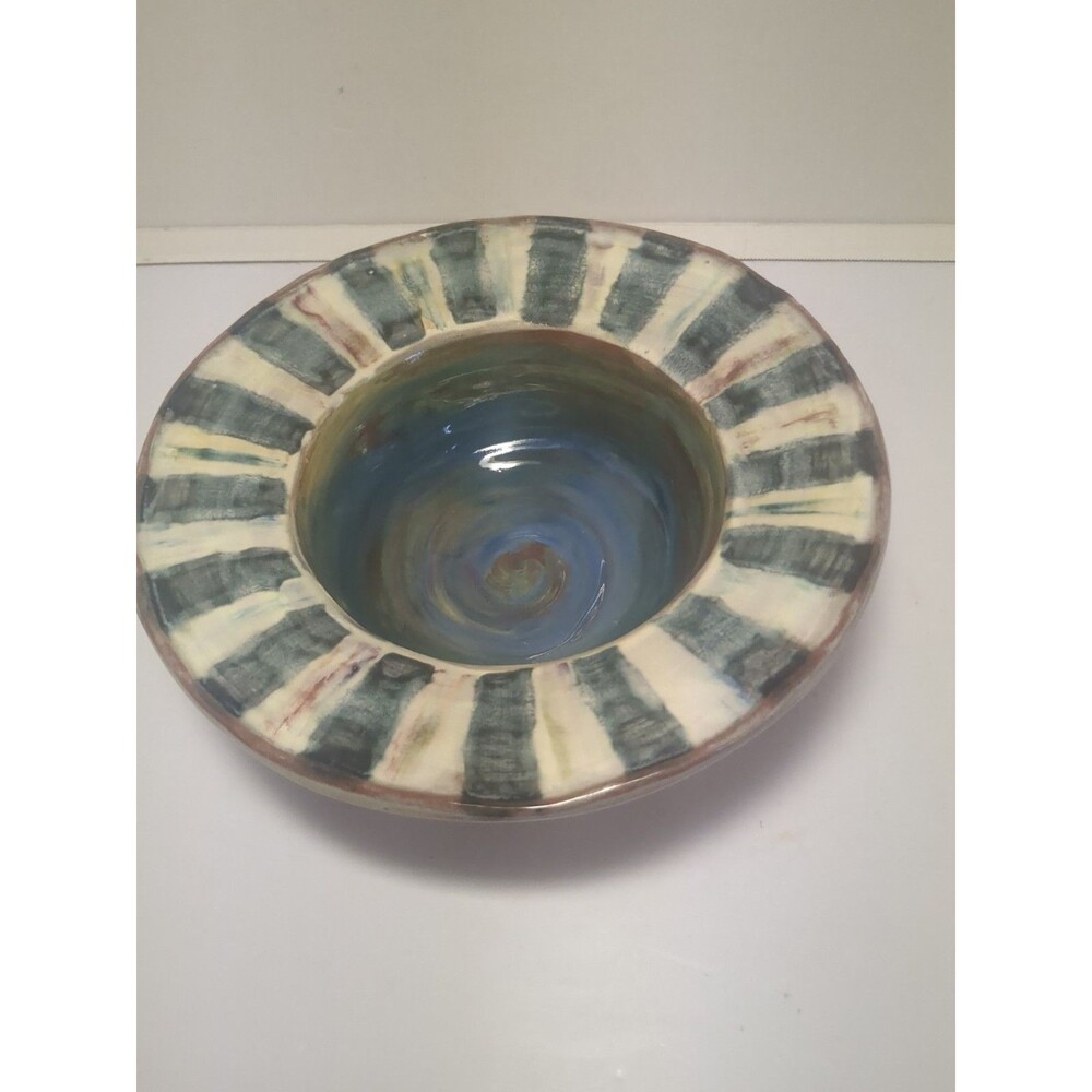 Vintage MacKenzie-Childs 2004 Hand-Painted Majolica Chowder Bowl 8.5" - Aurora,